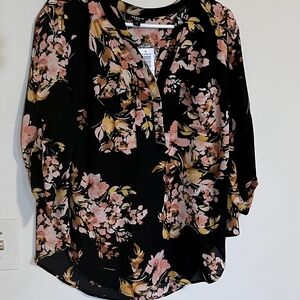 Torrid Black and Pink Floral Blouse
